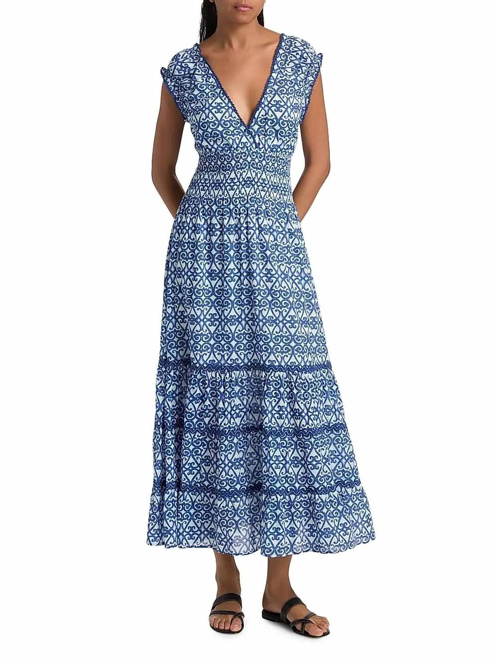 NEW RO'S GARDEN hilda midi dress in blue siro